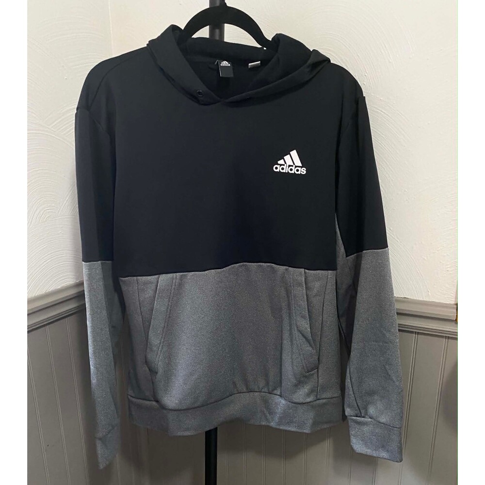 Adidas Men’s Medium Black & Gray Colorblock Pullover Hoodie